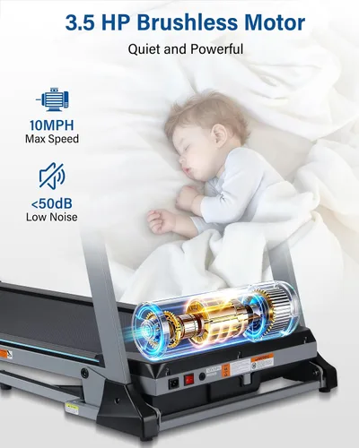 Vista 6 de BORGUSI Cinta de correr inteligente de 47.3" con inclinación automática y aplicación Bluetooth, caminadora de 3.5 HP para el hogar, capacidad