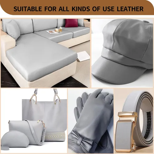 Vista 4 de Cueros Cuero sintético vegano suave gris 1 yarda (36 pulgadas x 56 pulgadas de ancho) cortado por yarda Napa sintética de 0.031 in Tapicería