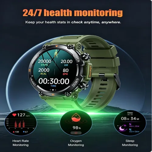 Vista 4 de Diyeeni K56 pro - Relojes inteligentes para exteriores para hombres, reloj de fitness HD de 1.39 pulgadas, monitor de sueño de frecuencia cardíaca