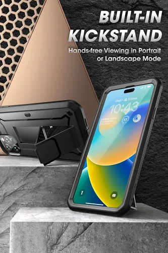 Vista 4 de SUPCASE Funda para iPhone 14 Pro con soporte y clip para cinturón (Unicorn Beetle Pro), [protector de pantalla integrado]