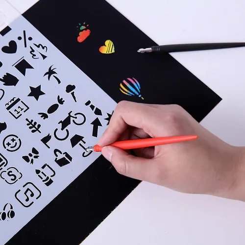 Vista 2 de 18 herramientas de arte para rascar, bolígrafo de color de dibujo para rascar, doble punta/lápiz para rascar, bolsa de herramientas para adultos