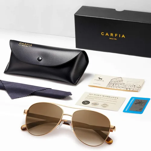 Vista 12 de CARFIA Gafas de sol polarizadas para mujer, protección UV, brazos de acetato, marco de metal, sombras para mujer, CA3216