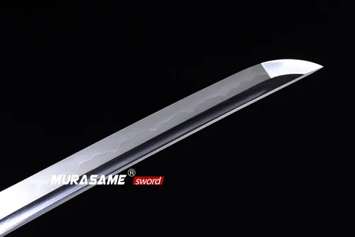 Vista 5 de MURASAME - Espada Wakizashi T10 de acero templado con arcilla, hamon real, hecha a mano, lista para la batalla