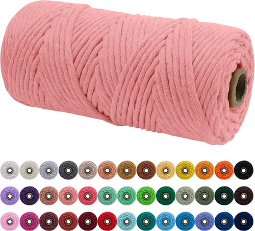 Vista 18 de JeogYong Cordón de macramé de un solo hilo 3 mm x 109 yardas (328 pies) Cuerda de algodón suave Hilo de macramé de 3 mm, suministros de macramé