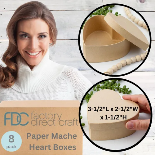 Vista 2 de 8 cajas de papel con forma de corazón – Cajas de regalo de papel kraft de 5 pulgadas con tapas Corazones