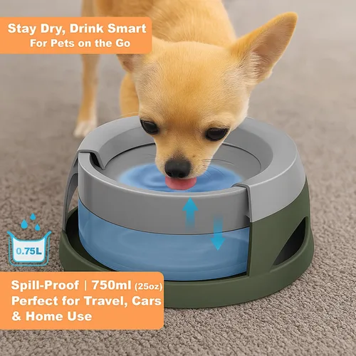 Vista 3 de Cuenco de agua para perros (25 onzas), cuenco de agua antiderrames para perros y gatos, dispensador de agua para viajes y hogar, sin salpicaduras
