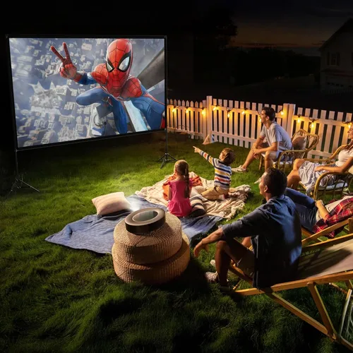 Vista 5 de Pantalla de proyector de 120" con soporte, sin arrugas 4K HD 16:9 portátil 120 pulgadas Pro