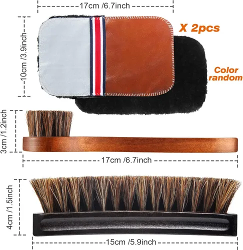 Vista 2 de Kit de 4 cepillos para zapatos de pelo de caballo, aplicadores de limpieza de piel, botas, cepillos de cuidado, cepillo limpiador de gamuza