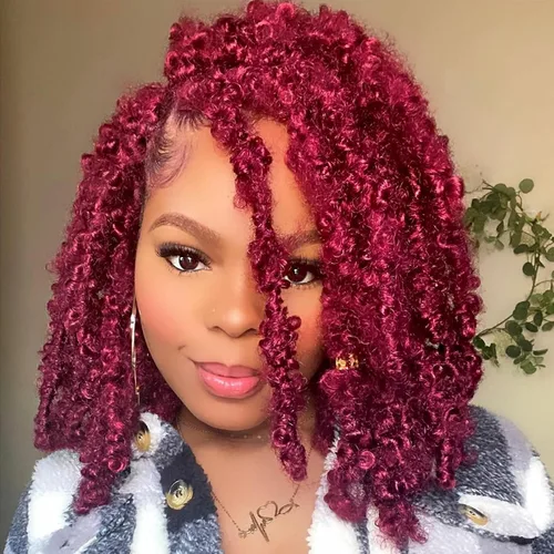 Vista 11 de Leeven Cabello de ganchillo de 12 pulgadas de color marrón mariposa 30#