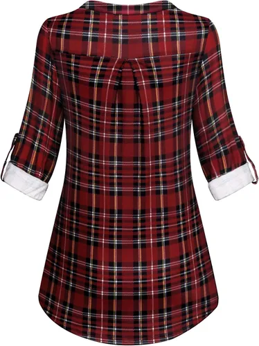 Vista 3 de Tanst Sky - Blusas de túnica con cuello en V con cremallera de manga larga para mujer