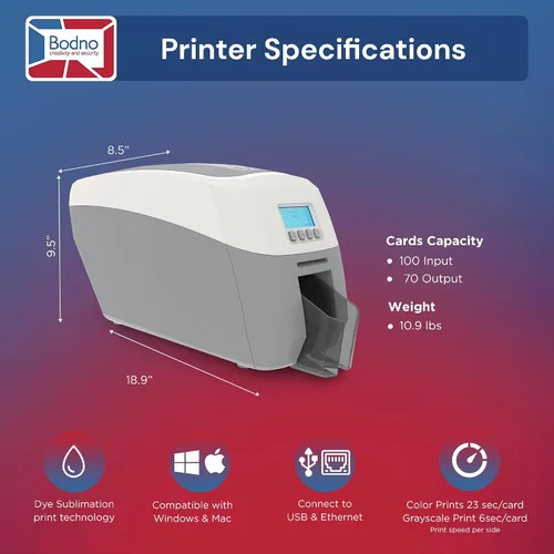Vista 5 de Bodno Magicard 600 Impresora de tarjetas de identificación de doble cara y suministros completos Software de identificación de paquete - Edición
