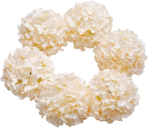 Vista 12 de DuHouse Hortensias artificiales de seda con tallos, hortensias falsas para bricolaje, centro de mesa de boda, decoración del hogar, paquete de 6