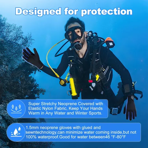 Vista 5 de Micosuza Guantes de buceo de neopreno de 1,5 mm de cinco dedos