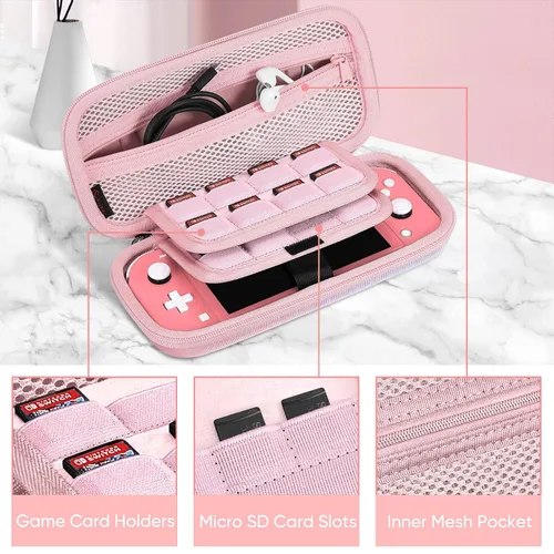 Vista 3 de Fintie Carrying Case for Nintendo Switch Lite 2019, Shockproof Hard Shell Protective Cover Travel Bag w15 Game Card & 2 Micro SD Card Slots for