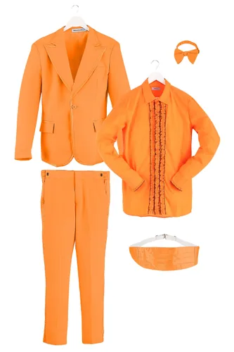 Vista 8 de Disfraz de Esmoquin Naranja para Hombre Multicolor