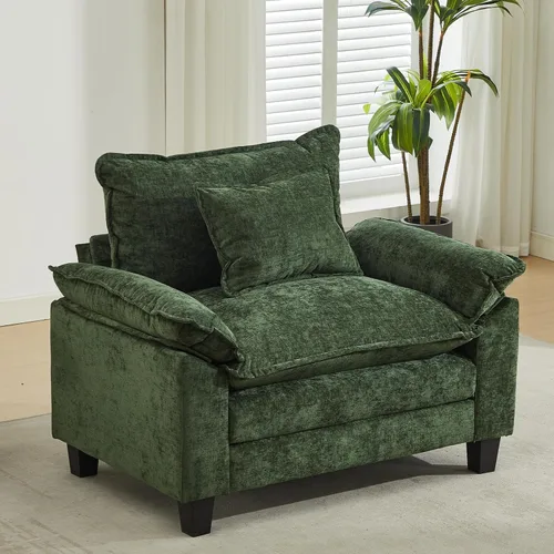 Vista 19 de Sofá Seccional, Sofá Modular Cloud con Otomana, Sofás Cama de Asiento Profundo con Almohadas Decorativas, Cómodo Sofá de Dos Plazas de Chenilla