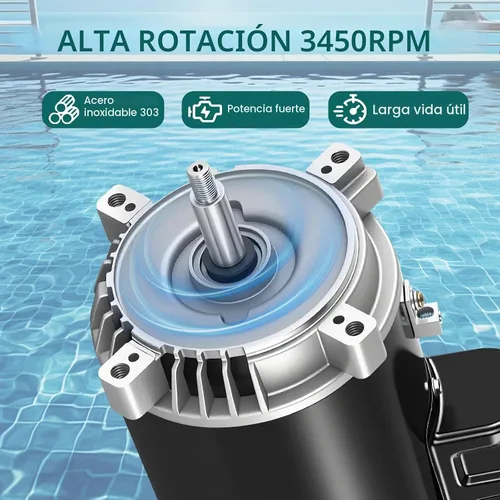 Vista 6 de UST1152 Motor de bomba de piscina de 1.5 HP compatible con Hayward Super Pump, Super II, bombas Northstar Jacuzzi Magnum de flujo máximo, motor