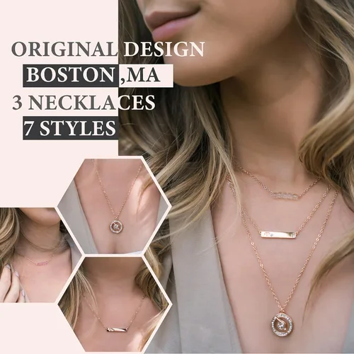 Vista 44 de Collar de cristal de 5 corazones, chapado en oro rosa de 18 quilates, colgante con cadena de plata de ley 925 de 18 + 2 pulgadas, joyería de piedra