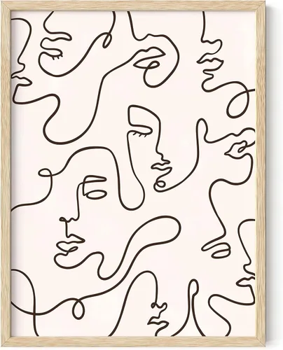Vista 54 de HAUS AND HUES Arte de pared minimalista - Dibujo moderno de líneas abstractas, impresión de boceto femenino simple, obra de arte para el hogar