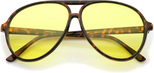 Vista 4 de zeroUV Gafas de sol estilo aviador con lente de bloqueo azul grande retro de 2.362 in