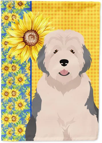 Vista 47 de Caroline's Treasures WDK5313GF Bandera de jardín con diseño de girasoles de verano, color negro y tostado, Airedale Terrier para buzón, bandera