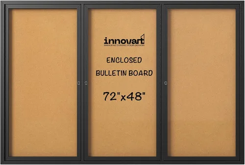 Vista 10 de INNOVART Tablero de anuncios cerrado de 36" x 24", tablero de anuncios de tela con cerradura con marco de aluminio, vitrina de pared con puerta Negro