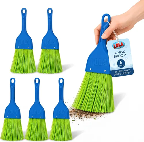Vista 11 de LOLA Escoba de batir resistente, cepillo de mano, cerdas duraderas, barre la suciedad y los desechos, compacta, agujero para colgar para fácil