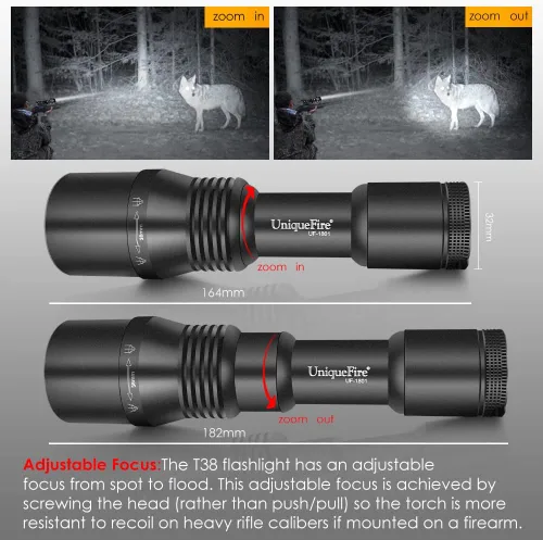Vista 5 de Linterna iluminadora IR de 940 nm para alcance de visión nocturna, antorcha LED infrarroja con zoom recargable, función de memoria de 3 modos