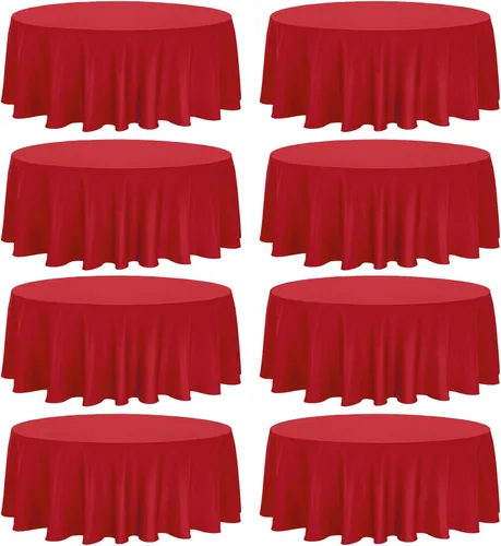 Vista 9 de Fivenl Paquete de 8 manteles redondos de 70 pulgadas, color negro, tela de poliéster lavable a granel, para bodas, fiestas, recepciones, banquetes