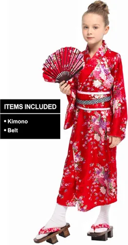 Vista 2 de IKALI Disfraz tradicional japonés de Yukata para niñas, disfraz de cosplay