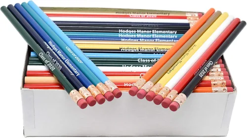 Vista 8 de Pencil Guy Lápices redondos impresos personalizados promocionales.-500 por caja Rosado