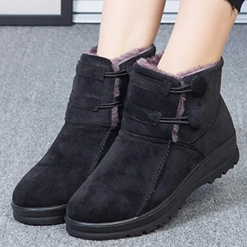 Vista 5 de Botas de nieve para mujer, con forro de lana, punta redonda, cálidas y cómodas, botas de invierno para mujer, botas Chelsea