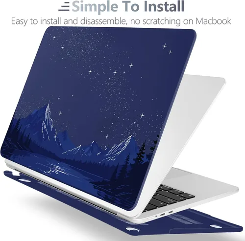 Vista 5 de Batianda Funda para MacBook Air de 15" 2026 M5 M4 M3 M2 Chip, Starry Night Lake Lago de la noche estrell