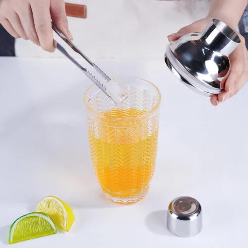Vista 6 de JNWINOG Coctelera, coctelera mixta de 14.37 onzas con taza de vidrio, herramienta profesional de barra con vidrio de escala (hexagonal)