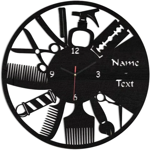 Vista 7 de AIFLM Reloj de pared personalizado para peluquería con texto personalizado, reloj de pared para peluquería, peluquería, reloj de pared, regalo único