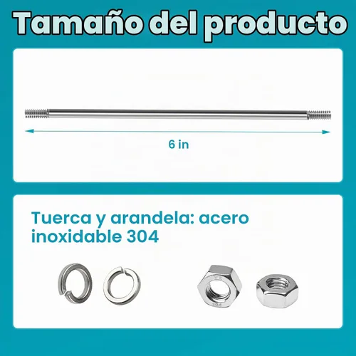 Vista 4 de Varilla de acero inoxidable de 6 pulgadas para válvula de flotador, diámetro de 1/5 pulgadas con roscas de 1/4 a 20, compatible con válvulas