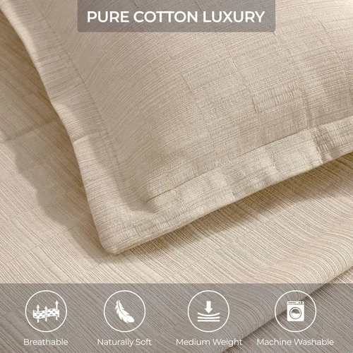 Vista 4 de Superior Juego de colcha y funda de algodón de 3 piezas, decoración de cama para el hogar, colcha decorativa, 2 fundas de almohada, peso medio