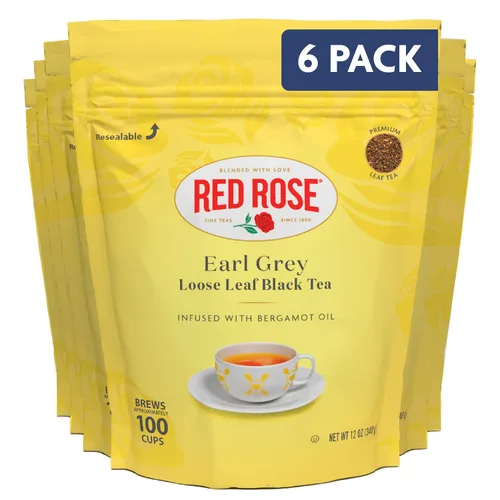 Vista 8 de Red Rose Earl Grey, hoja suelta, té negro, con aceite de bergamota, 12 onzas (paquete de 3)