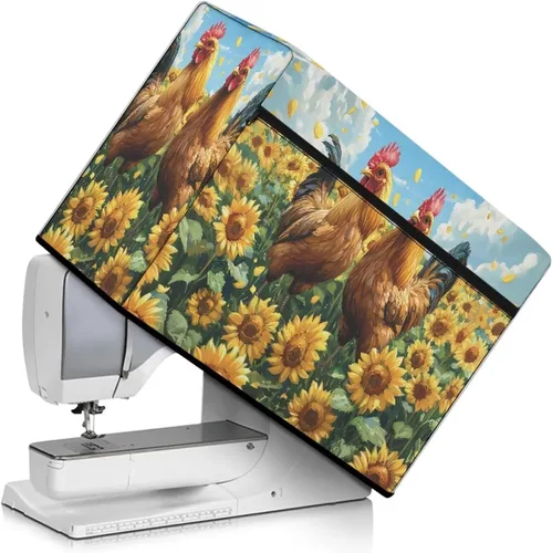 Vista 36 de Funda para máquina de coser de girasoles de otoño con prácticos bolsillos, cubierta protectora duradera acolchada contra el polvo, accesorios