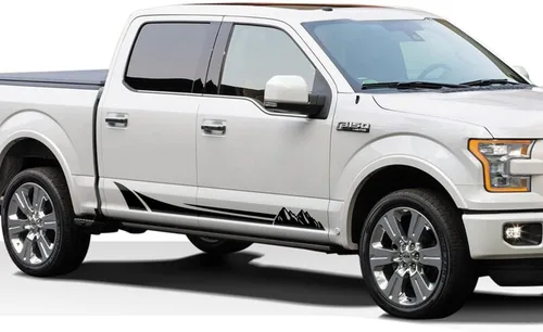 Vista 3 de 2 calcomanías de vinilo con diseño de rayas deportivas para Ford F150 Series 2009-2022 (negro brillante)