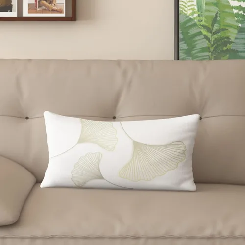 Vista 10 de Funda de almohada de mezcla de algodón y lino de estilo nórdico con patrón de hojas de ginkgo, funda de cojín para sofá del hogar, funda de almohada