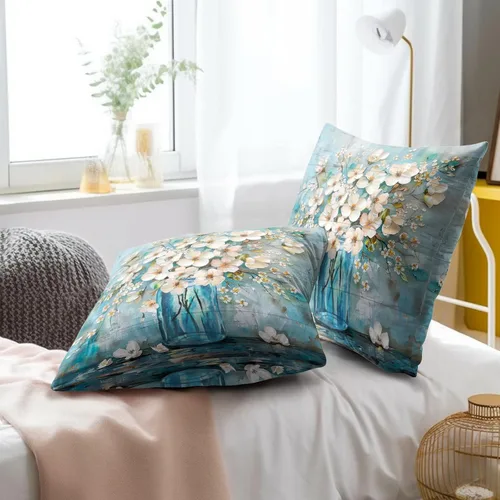 Vista 238 de Giwawa Juego de 2 fundas de almohada decorativas con diseño floral de girasol de 16 x 16 pulgadas, fundas de cojín decorativas para el hogar, sofá