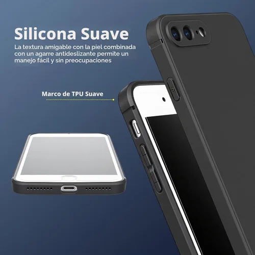 Vista 5 de FanTEK Funda para teléfono compatible con iPhone 7 Plus, iPhone 8 Plus, antiarañazos y huellas dactilares, funda protectora, color negro mate