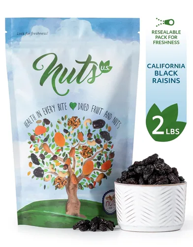 Vista 2 de NUTS U.S. - Pasas negras de California (sin sulfuro) Sin semillas 100% natural Sin azúcar añadido Empacadas en una bolsa resellable