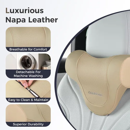 Vista 5 de Coverado Almohada ergonómica para reposacabezas de automóvil, almohada ergonómica de espuma viscoelástica para el cuello del auto para asiento