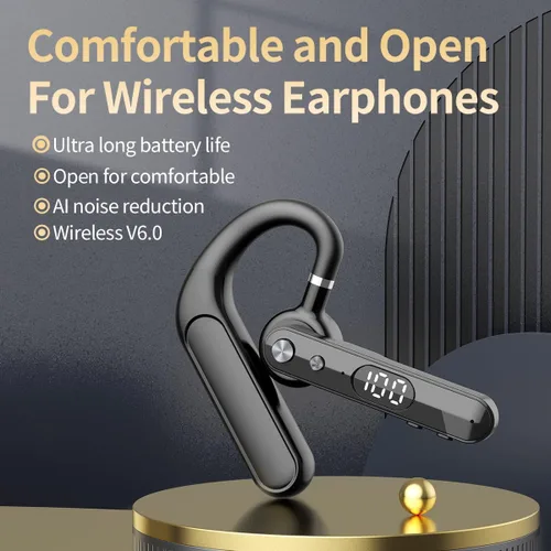 Vista 2 de Auricular de teléfono Bluetooth individual 48 horas auricular una pieza de oreja abierta Bud aire conducción ósea sin oído auriculares inalámbricos