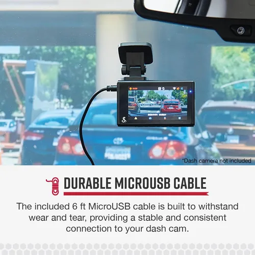 Vista 5 de Cobra SC Smart Dash Cam Series Adaptador de corriente de 12 voltios con cable MicroUSB con cable de 6 pies (CA-CLAMICRO-01)