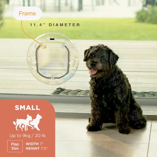 Vista 3 de Hakuna Pets Puerta ultra transparente para mascotas, gatos y perros con cerraduras de 4 vías para pantallas, puertas de vidrio y ventanas de hasta