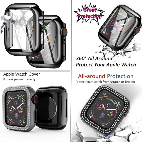 Vista 6 de compatible con Apple Watch de 1.496 pulgadas 1.575 pulgadas 1.654 pulgadas 1.732 pulgadas con funda para mujer, correa de metal con diamante