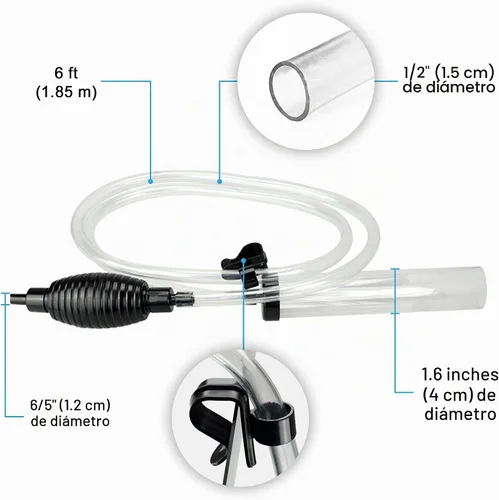 Vista 7 de SunGrow Kit de mantenimiento de acuario con bombilla de cebado, 65 pulgadas, fácil de usar, perfecto para tanques de peces pequeños, 2 minutos